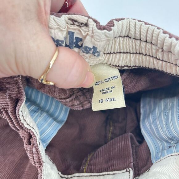 Oshkosh B’Gosh brown cords corduroy pants half elastic waist button and zipper 1 - Picture 6 of 8